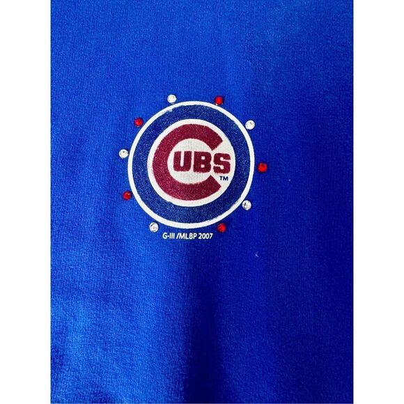 Chicago Cubs Baseball Bling‎ & Butterfly Accent G-3 Blue Hoodie Size XL - Picture 4 of 11
